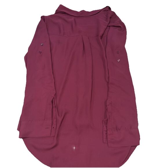Express Portofino Shirt Women's Large Purple Button Front Roll Tab Long Sleeve - Picture 7 of 7
